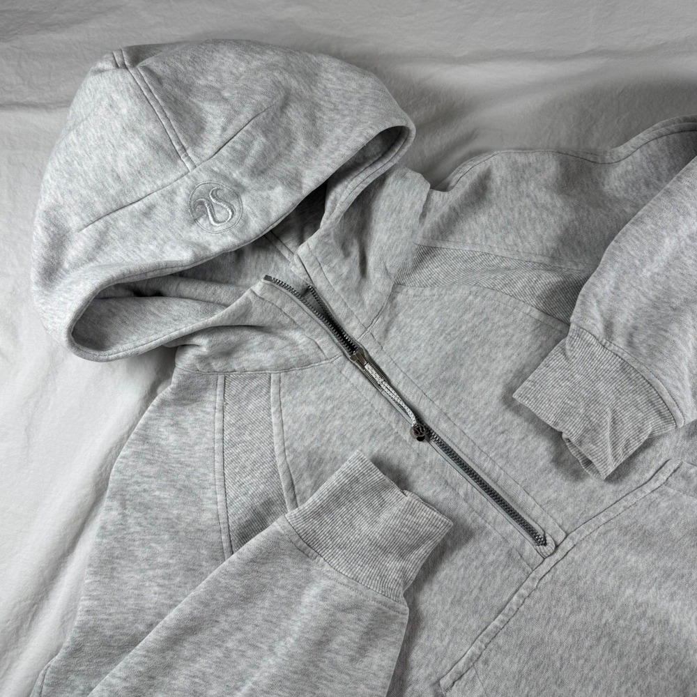 Lululemon Women's Size 8? Grey Scuba Oversized Half-Zip Hoodie FLAW